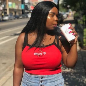 Large Crop Tank Top “New York” in Mandarin